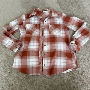 Rust and White Plaid flannel